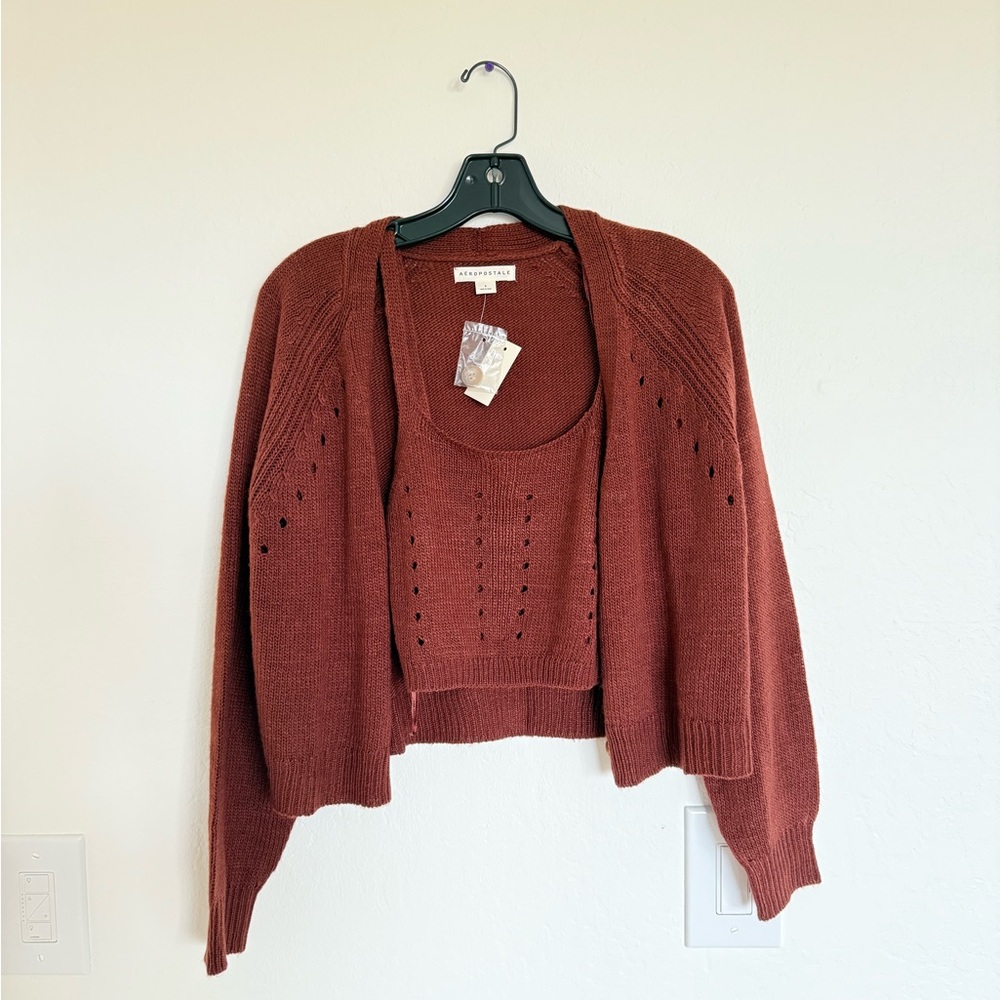 Aeropostale Brown Cardigan Sweater Set